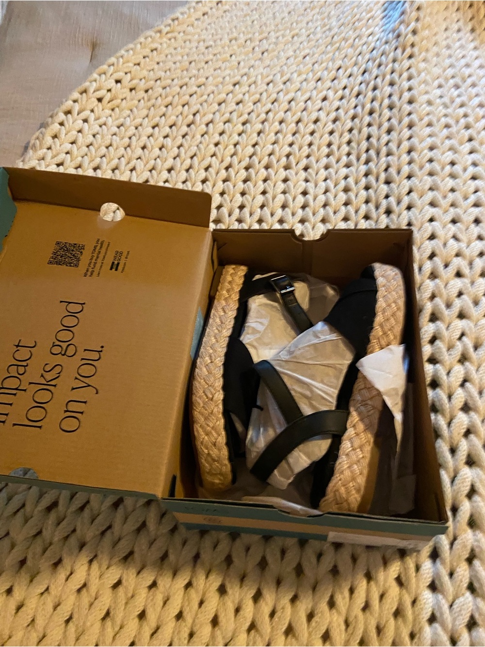 Toms Black Espadrille-Style Sandals with Braided Sole